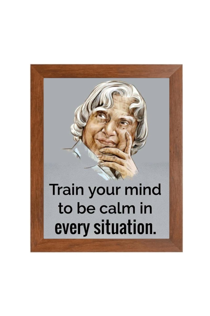 A P J Abdul Kalam & Famous Quote Brown Frame, 10x14InchesInspirational Wall Art for Office, Home DecorIdeal Spiritual Gift