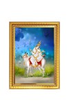 Maa Shailputri Photo Frame - 10x14 Inches, Brown Wooden Frame for Home, Office & Temple Decoration