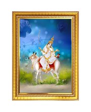Maa Shailputri Photo Frame - 10x14 Inches, Brown Wooden Frame for Home, Office & Temple Decoration
