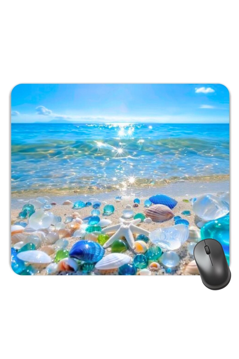 Customized Beautiful Sea Shells Picture Sublimation Mouse Pad | 8 X 7.5 Inch | Smooth Cloth Surface | Non-Slip Rubber Base | Personalized Mousepad for Laptop & Desktop (F17084)