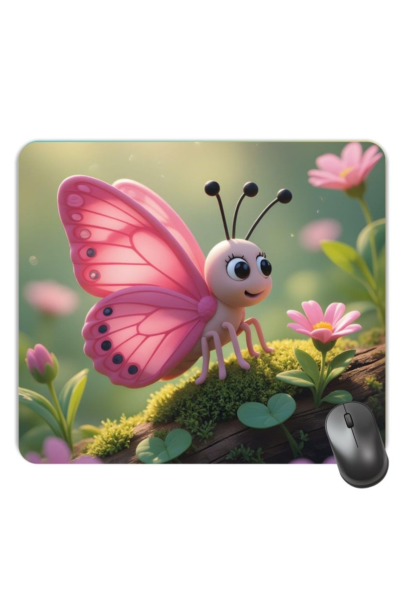 Customized Cute Butterfly Picture Sublimation Mouse Pad | 8 X 7.5 Inch | Smooth Cloth Surface | Non-Slip Rubber Base | Personalized Mousepad for Laptop & Desktop (F17437)