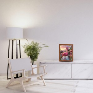 AI Funny Flamingo Art Picture for Kids - 12x16 inches, Brown Color - Perfect Wall Decor for Children's Room