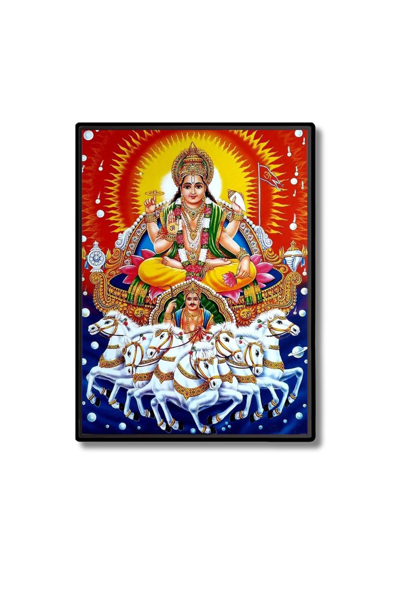 Surya Laminated Photo - 5x7 Inches, Divine Blessings for Home & Office and Temple Decoration
