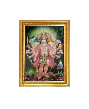 Lord Panchmukhi Hanuman ji Photo Frame - 10x14 Inches, Brown Wooden Frame for Home, Office & Temple Decoration