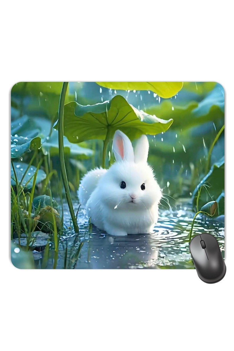 Customized Beautiful Rabbit Picture Sublimation Mouse Pad | 8 X 7.5 Inch | Smooth Cloth Surface | Non-Slip Rubber Base | Personalized Mousepad for Laptop & Desktop (F17277)