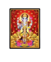 Maa Lakshmi Sri Ganesh Laminated Photo (11x13 Inches Without glass) Divine Blessings for Table and Walls,Home & Office and Temple Decoration