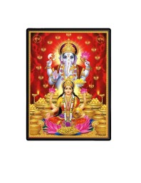 Maa Lakshmi Sri Ganesh Laminated Photo (7x9 Inches Without glass) Divine Blessings for Table and Walls,Home & Office and Temple Decoration