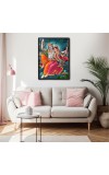 Sri Radha Krishna Laminated Photo (11x13 Inches Without glass) Divine Blessings for Table and Walls,Home & Office and Temple Decoration