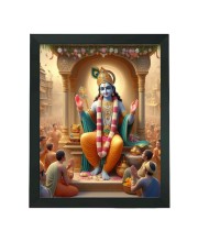 Hitech Sales Beautiful Lord Krishna Picture Photo Polystyrene Frame for Pooja Room, Temple, Home Decoration, Gift (Wall and Tabletop, Printed Photo, Black, 7.12 x 9.12 inches)