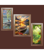3-Pack Nature at it Photo Frames - 2 Pieces 10x17 Inch & 1 Piece 14x17 Inch - Rustic Wall Art for Home & Office Decor - Botanical Wall Hanging for Living Room, Bedroom, or Workspace