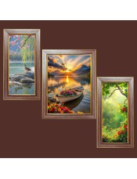 3-Pack Nature at it Photo Frames - 2 Pieces 10x17 Inch & 1 Piece 14x17 Inch - Rustic Wall Art for Home & Office Decor - Botanical Wall Hanging for Living Room, Bedroom, or Workspace