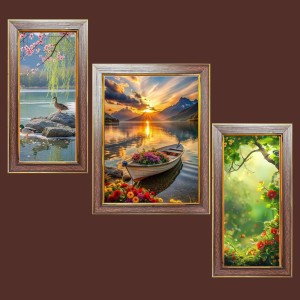 3-Pack Nature at it Photo Frames - 2 Pieces 10x17 Inch & 1 Piece 14x17 Inch - Rustic Wall Art for Home & Office Decor - Botanical Wall Hanging for Living Room, Bedroom, or Workspace