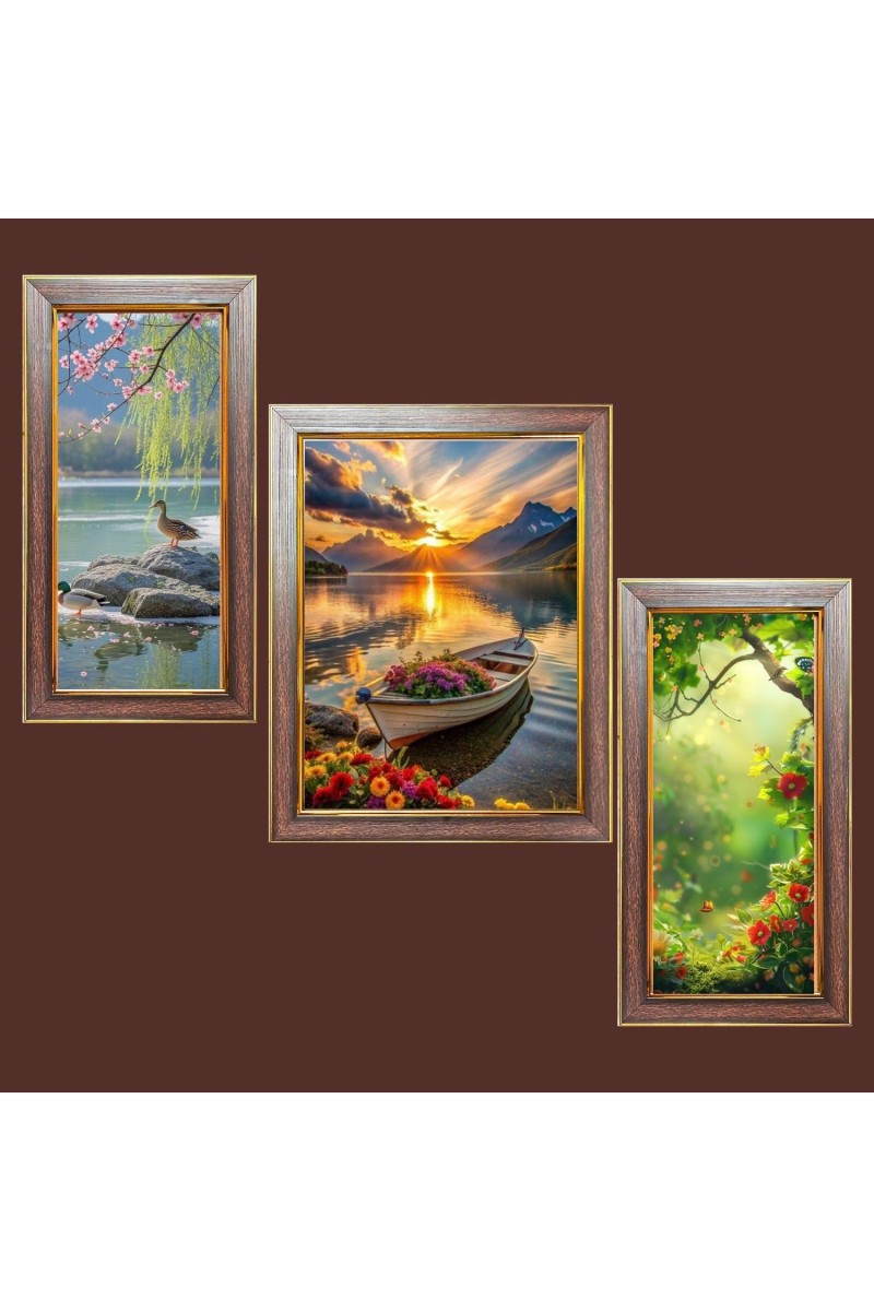 3-Pack Nature at it Photo Frames - 2 Pieces 10x17 Inch & 1 Piece 14x17 Inch - Rustic Wall Art for Home & Office Decor - Botanical Wall Hanging for Living Room, Bedroom, or Workspace