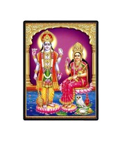 Vishnu Lakshmi Laminated Photo - 5x7 Inches, Divine Blessings for Home & Office and Temple Decoration