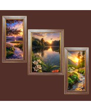 3-Pack Beautiful sun rise Photo Frames - 2 Pieces 10x17 Inch & 1 Piece 14x17 Inch - Rustic Wall Art for Home & Office Decor - Botanical Wall Hanging for Living Room, Bedroom, or Workspace