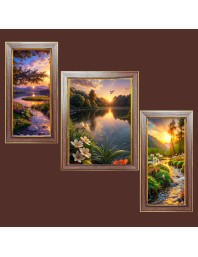 3-Pack Beautiful sun rise Photo Frames - 2 Pieces 6x13 Inch & 1 Piece 10x13 Inch - Rustic Wall Art for Home & Office Decor - Botanical Wall Hanging for Living Room, Bedroom, or Workspace