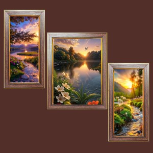 3-Pack Beautiful sun rise Photo Frames - 2 Pieces 6x13 Inch & 1 Piece 10x13 Inch - Rustic Wall Art for Home & Office Decor - Botanical Wall Hanging for Living Room, Bedroom, or Workspace