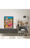 Vishnu Lakshmi Laminated Photo - 9x11 Inches, Divine Blessings for Home & Office and Temple Decoration