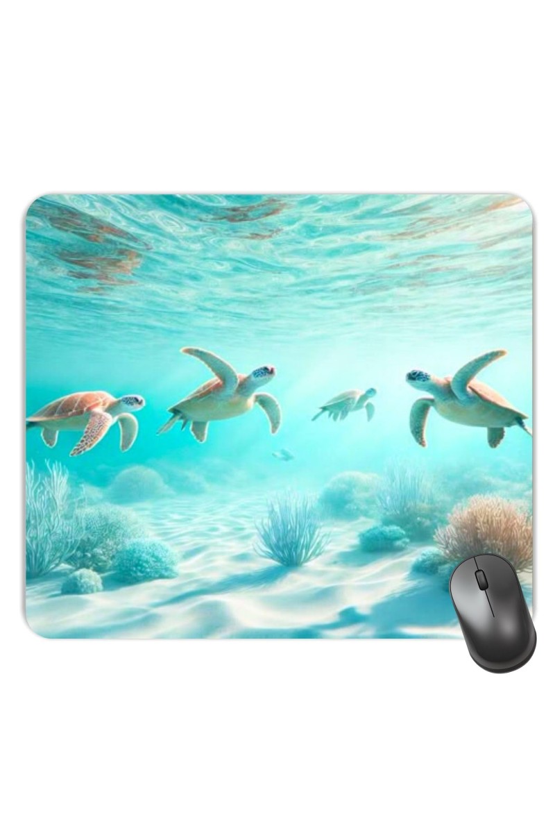 Customized Under Sea Turtles Picture Sublimation Mouse Pad | 8 X 7.5 Inch | Smooth Cloth Surface | Non-Slip Rubber Base | Personalized Mousepad for Laptop & Desktop (F17112)