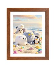 AI Funny Cute penguins Art Picture for Kids - 10x14 inches, Brown Color - Perfect Wall Decor for Children's Room