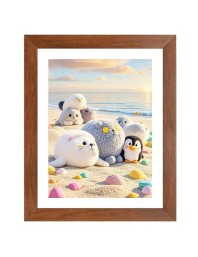 AI Funny Cute penguins Art Picture for Kids - 14x18 inches, Brown Color - Perfect Wall Decor for Children's Room