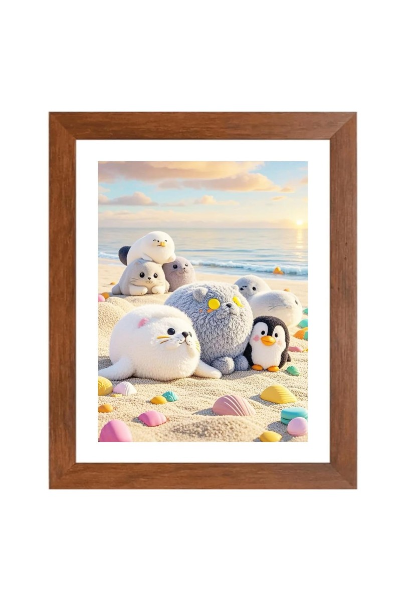 AI Funny Cute penguins Art Picture for Kids - 16x20 inches, Brown Color - Perfect Wall Decor for Children's Room