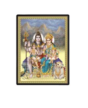 Shiva Family Laminated Photo - 5x7 Inches, Divine Blessings for Home & Office and Temple Decoration