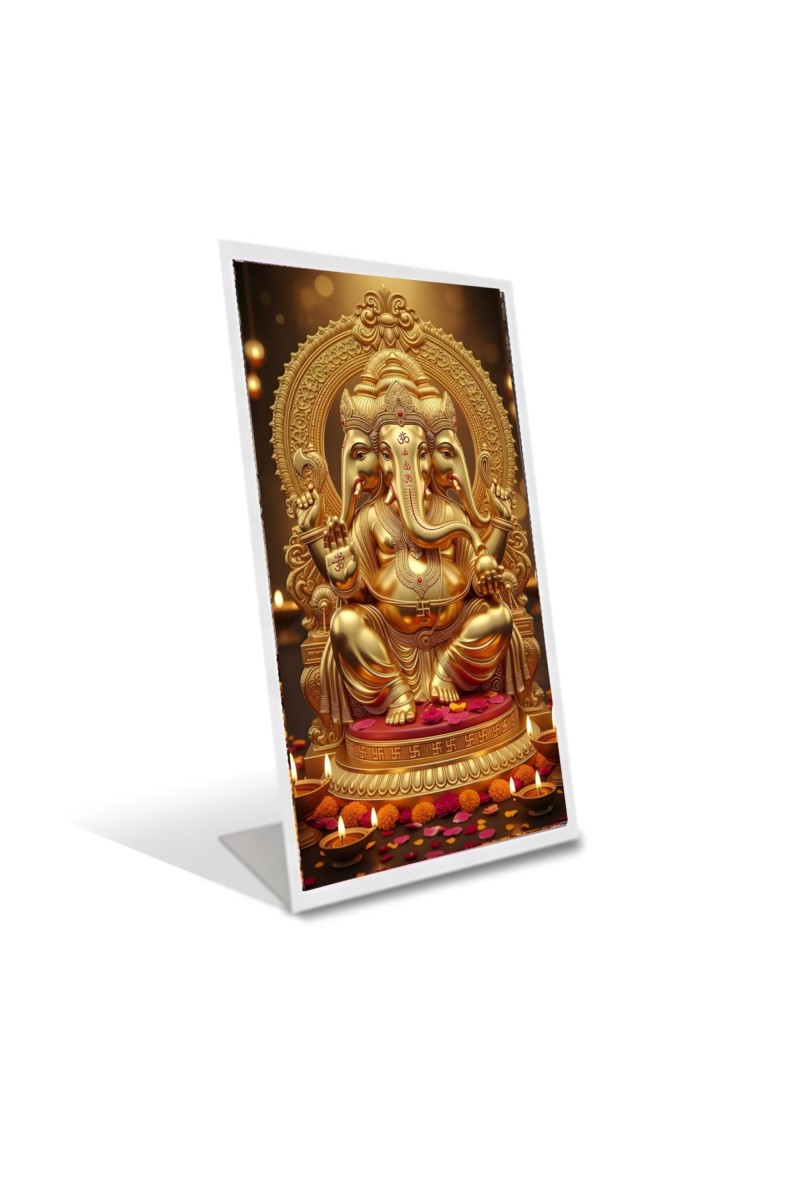 Car Desk/Table Top Lord Ganesha Acrylic L-Style Photo Stand - 2.5x3.5 Inches, Compact And Stylish Spiritual Display (F6672)
