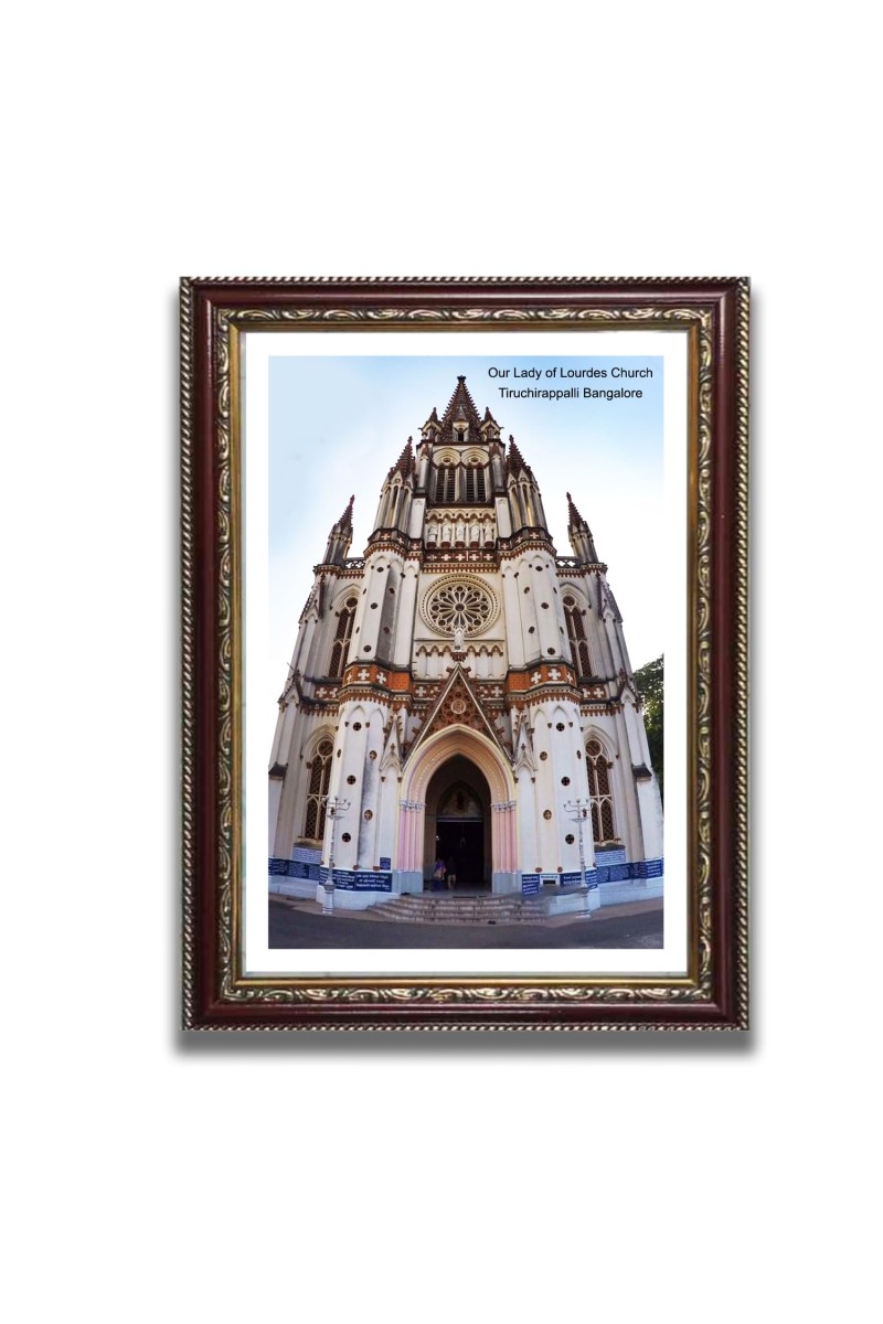 Our Lady of Lourdes Church Church Photo Frame, 10x14 Inches Beautiful Elegant Framed Wall Art of Iconic Cathedral