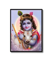 Baby Krishna Laminated Photo - 5x7 Inches, Divine Blessings for Home & Office and Temple Decoration