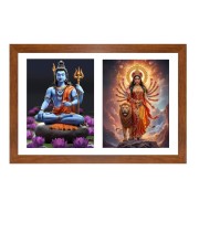 Lord shiva and durga maa Photo Frame - 11x15Inches - Spiritual Artwork for Home Wall Decoration, Puja Room and Office Decoration and Gifting