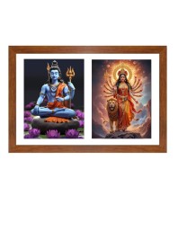 Lord shiva and durga maa Photo Frame - 13x17Inches - Spiritual Artwork for Home Decor, Puja Room and Office Decoration