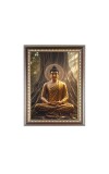 Lord Buddha Photo Frame - 10x14 Inches, Brown Wooden Frame for Home, Office & Temple Decoration