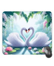 Customized Beautiful Swans Picture Sublimation Mouse Pad | 8 X 7.5 Inch | Smooth Cloth Surface | Non-Slip Rubber Base | Personalized Mousepad for Laptop & Desktop (F17147)