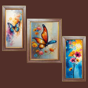 3-Pack Butterflies and flowers painting Photo Frames - 2 Pieces 10x17 Inch & 1 Piece 14x17 Inch - Rustic Wall Art for Home & Office Decor - Botanical Wall Hanging for Living Room, Bedroom, or Wo 3-Pack Butterflies and flowers painting Photo Frames - 2 Pieces 10x17 Inch & 1 Piece 14x17 Inch - Rustic Wall Art for Home & Office Decor - Botanical Wall Hanging for Living Room, Bedroom, or Wo