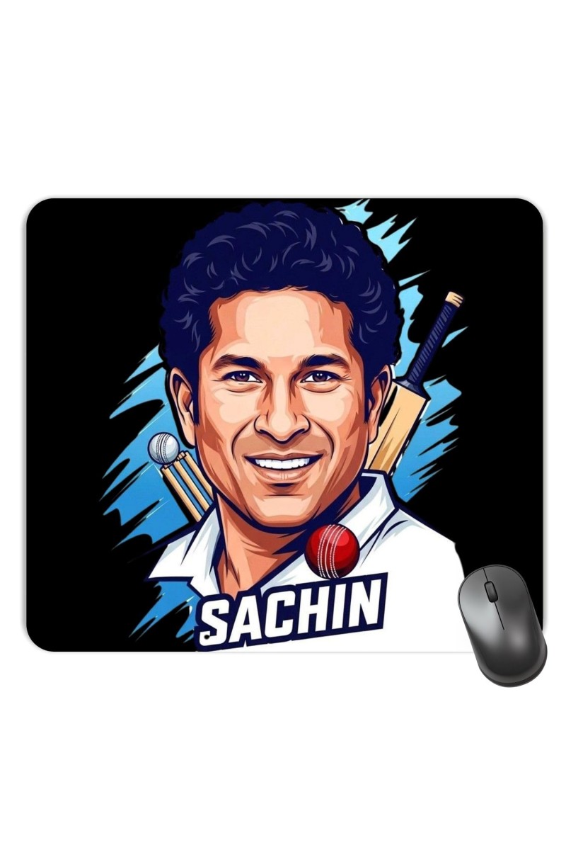 Customized Cricketer Sachin Tendulakar Picture Sublimation Mouse Pad | 8 X 7.5 Inch | Smooth Cloth Surface | Non-Slip Rubber Base | Personalized Mousepad for Laptop & Desktop (F16963)
