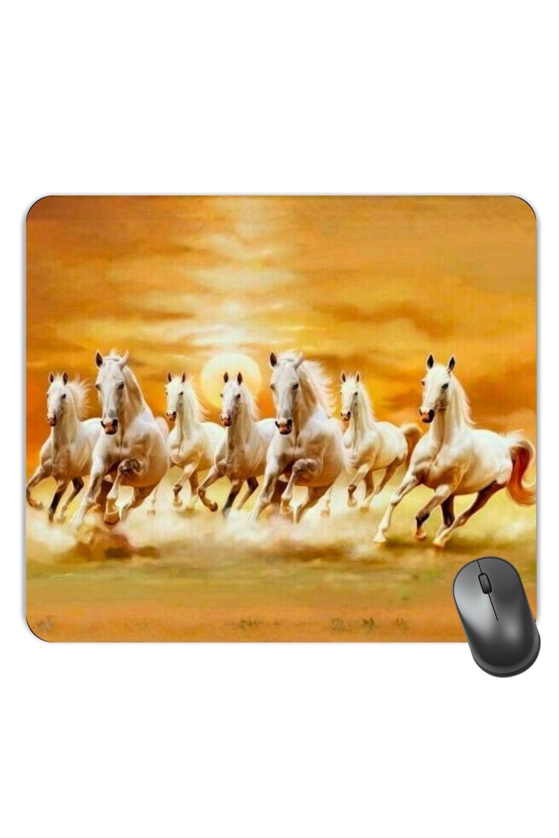 Customized Running Horses Picture Sublimation Mouse Pad | 8 X 7.5 Inch | Smooth Cloth Surface | Non-Slip Rubber Base | Personalized Mousepad for Laptop & Desktop (F16966)