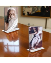 Sri Aurobindo Acrylic T-Style Photo Stand - 11x13 Inches, Compact and Stylish Spiritual Display, easily change 2 photos (Pack of 1)