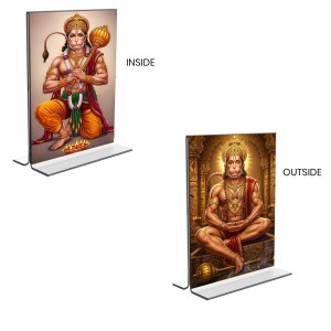 Sri Hanuman Acrylic T-Style Photo Stand - 11x13 Inches, Compact and Stylish Spiritual Display, easily change 2 photos (Pack of 1)