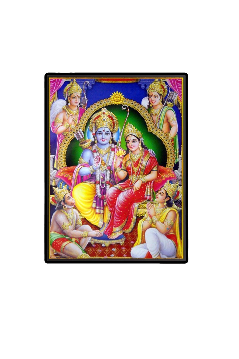 Sri Ram Darbar Laminated Photo (13x15 Inches Without glass) Divine Blessings for Table and Walls,Home & Office and Temple Decoration