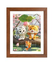 AI Funny Cute Cat Art Picture for Kids - 12x16 inches, Brown Color - Perfect Wall Decor for Children's Room