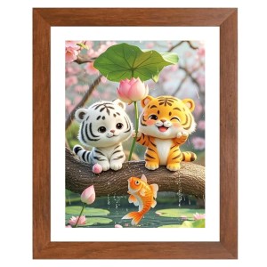 AI Funny Cute Cat Art Picture for Kids - 12x16 inches, Brown Color - Perfect Wall Decor for Children's Room