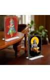 Lord Krishna Acrylic T-Style Photo Stand, Compact and Stylish Spiritual Display, easily change 2 photos (Pack of 1)