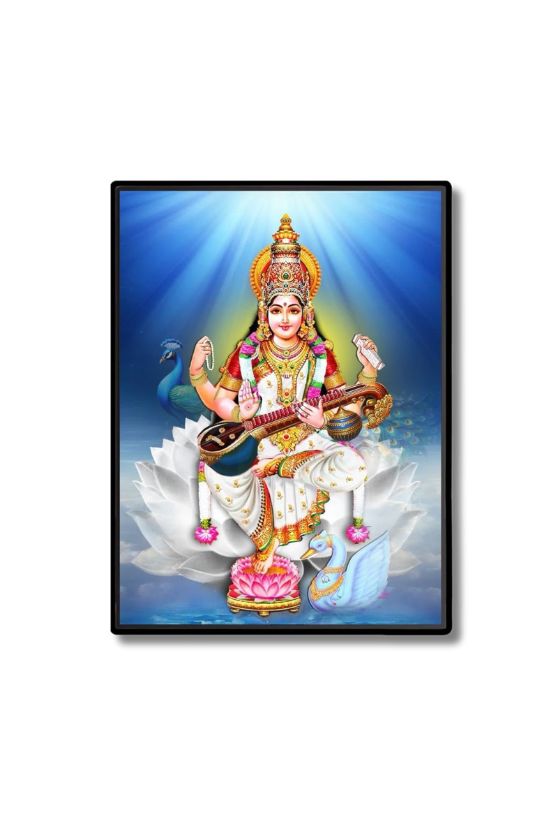 Saraswati Laminated Photo - 5x7 Inches, Divine Blessings for Home & Office and Temple Decoration