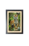 The tiger in the forest Black Photo Frame Funny Animal and Bird Cartoon Art