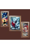 3-Pack Beautiful girl aura painting Photo Frames - 2 Pieces 10x17 Inch & 1 Piece 14x17 Inch - Rustic Wall Art for Home & Office Decor - Botanical Wall Hanging for Living Room, Bedroom, or Worksp