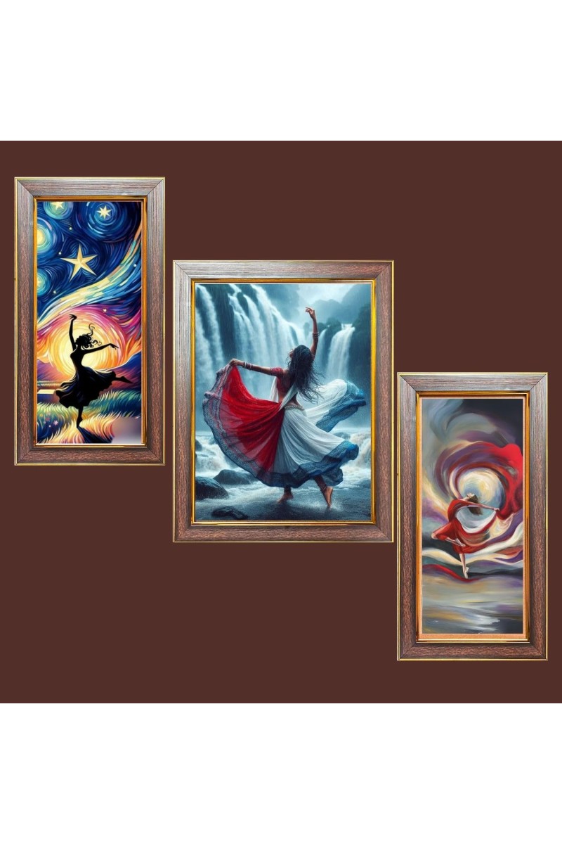 3-Pack Beautiful girl aura painting Photo Frames - 2 Pieces 10x17 Inch & 1 Piece 14x17 Inch - Rustic Wall Art for Home & Office Decor - Botanical Wall Hanging for Living Room, Bedroom, or Worksp