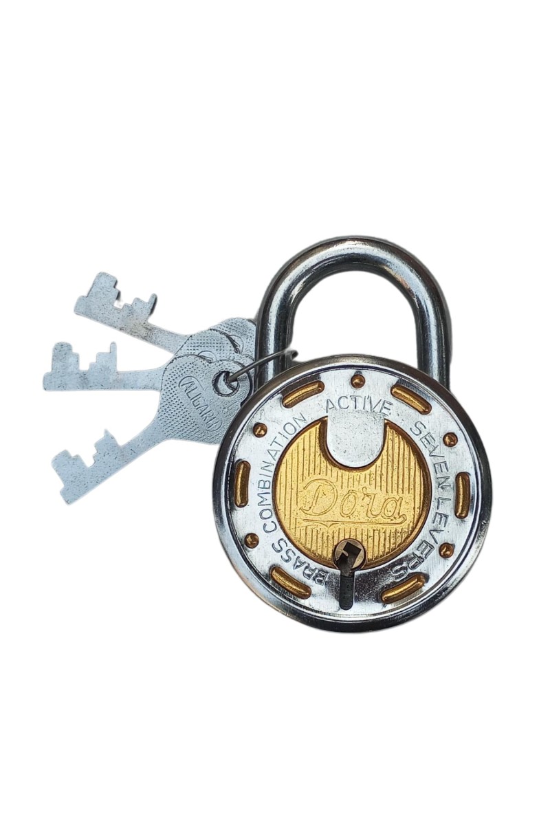Hi Tech Sales (Dura) 7-Lever Brass Combination Padlock with Hardened Steel Shackle and 3 Keys for Home, Office, and Outdoor Security