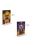 Lord Jagannath Acrylic T-Style Photo Stand, Compact and Stylish Spiritual Display, easily change 2 photos (Pack of 1)