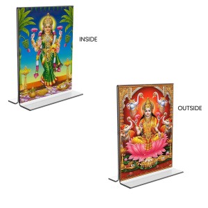 Debi Lakshmi Acrylic T-Style Photo Stand - 9x11 Inches, Compact and Stylish Spiritual Display, easily change 2 photos (Pack of 1)